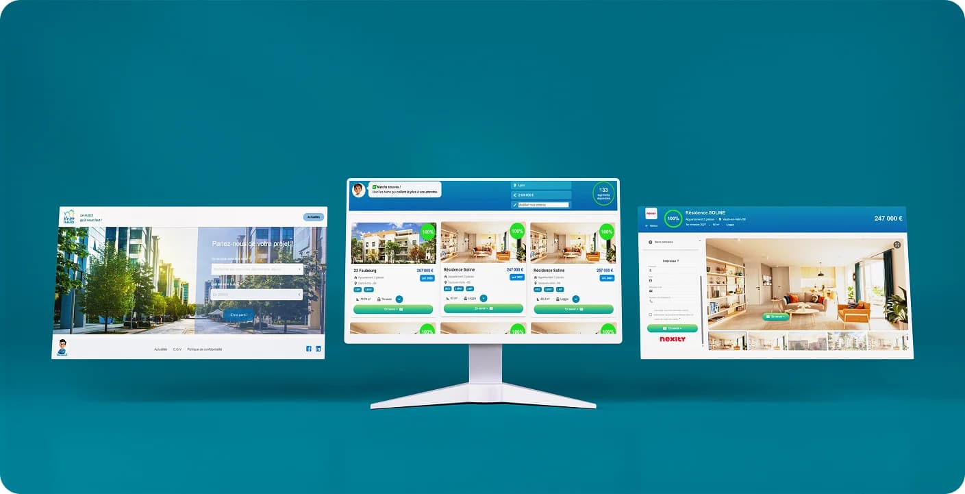 Interface Hop Hop Immo - Plateforme de diffusion immobilière intelligente with matching automatique pour promoteurs
