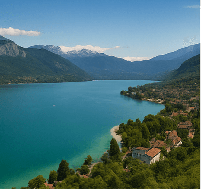 Illustration : La région abrite de nombreux lacs (Léman, Annecy, Bourget) et parcs naturels, offrant un cadre de vie unique entre nature et loisirs.