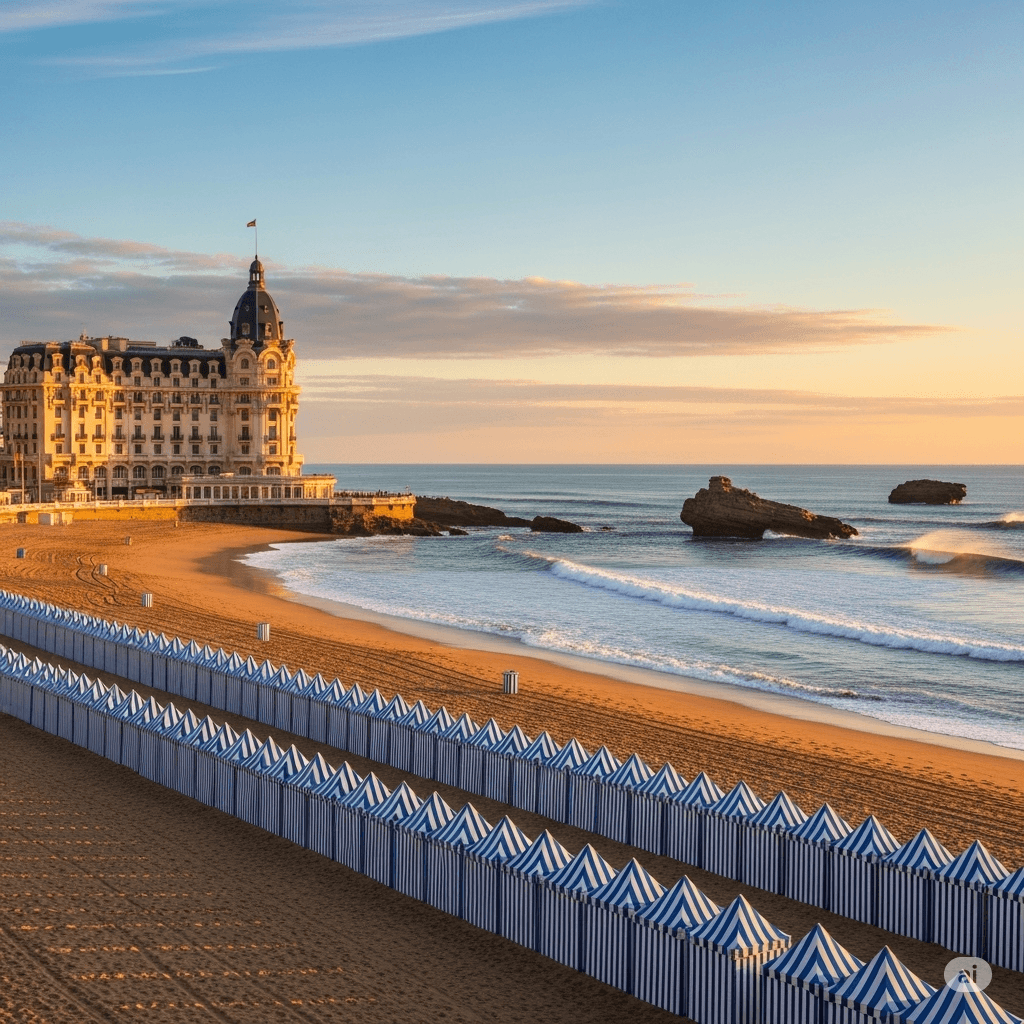 Illustration : 720 km de littoral avec des stations balnéaires réputées comme Biarritz, Arcachon ou Royan, idéales pour le surf, la voile et la détente.